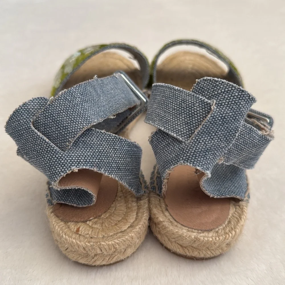 J. Crew | Sequin Ankle Strap Espadrilles Green/Blue Chambray (8) - Picture 7 of 15